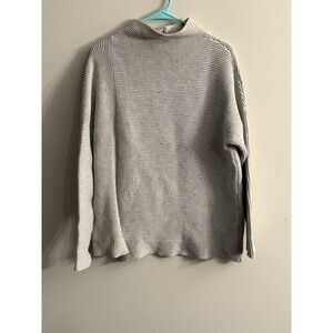 French Connection Ribbed Gray Sweater Neon Threads Accents Size L Oversized‎